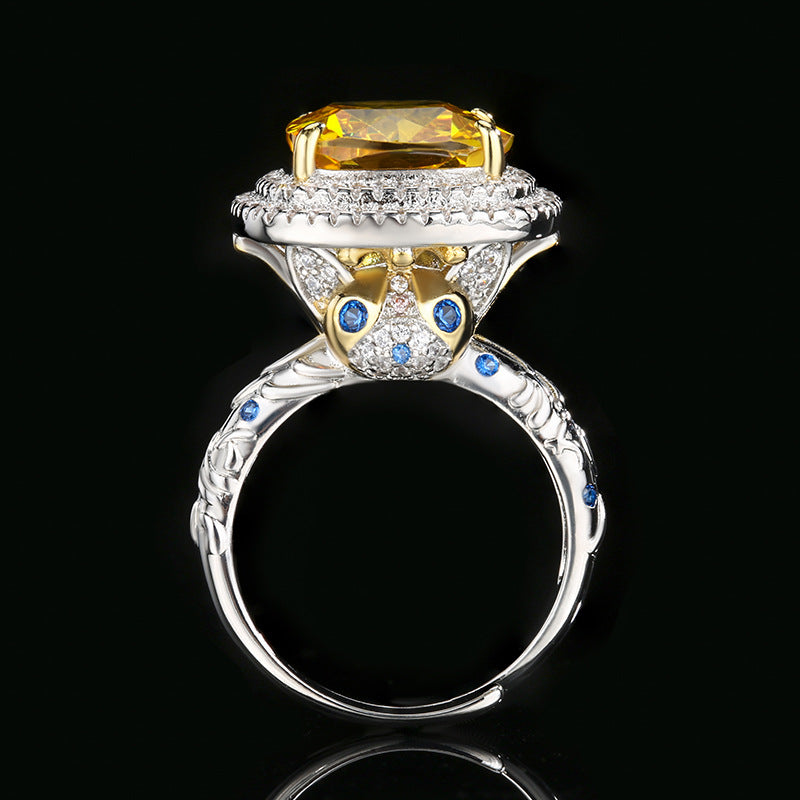 Square CZ Red Pink Yellow Silver Anti Tarnish Adjustable Ring Bulk