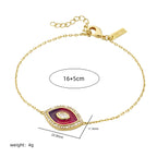 Evil Eye 18K Gold Red CZ Enamel Anti Tarnish Link Chain Bracelet Bulk