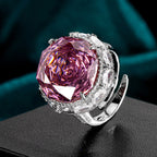 Rose Cut Dream Green Pink Silver Anti Tarnish Green Pendant Ring Set For Women