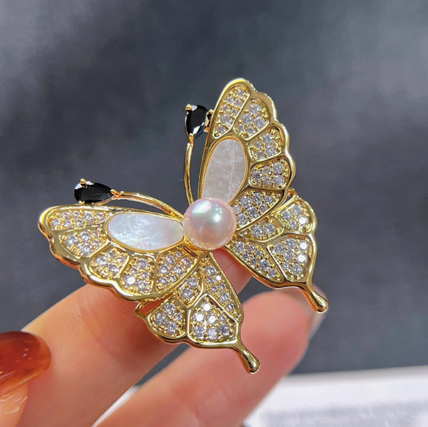 Gold Butterfly Rhinestone Brooch For Women Bulk