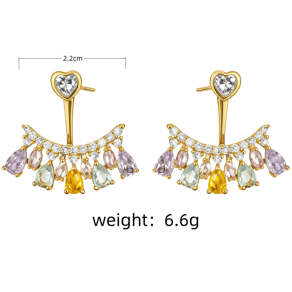 Gold Heart Cubic Zirconia Anti Tarnish Copper Drop Earrings Bulk
