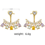 Gold Heart Cubic Zirconia Anti Tarnish Copper Drop Earrings Bulk