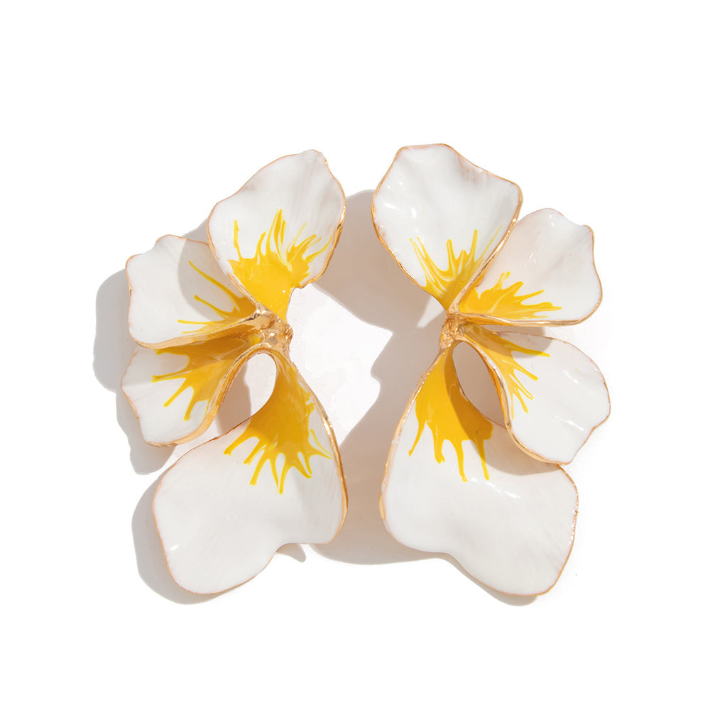 Floral Flower Leaf 18K Gold White Pink Yellow Dangler Earring Bulk