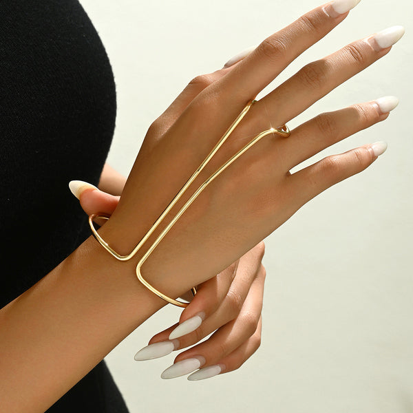 Minimalist Geometric Gold Plated Copper Hand Harness Bracelet Wholesale Main image