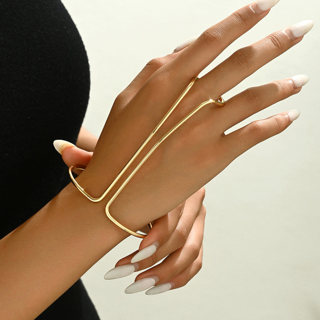 Minimalist Geometric Gold Plated Copper Hand Harness Bracelet Wholesale