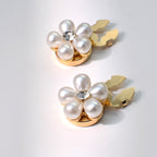 Luxury White Floral Pearl Cluster Gold Plated CZ Brass Button Cover Bulk