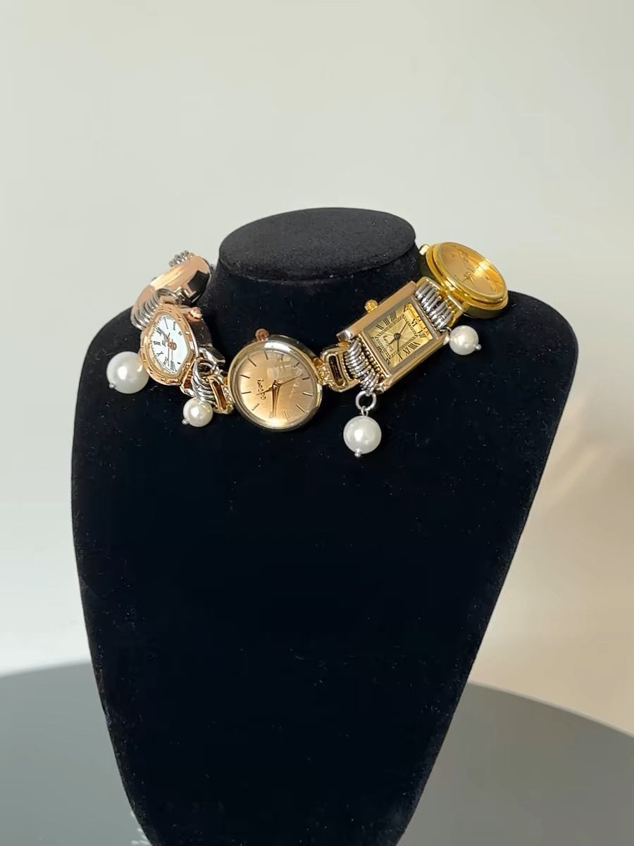 Heart Cross Pearl Vintage Punk Anti Tarnish Multi Watch Choker Necklace For Women