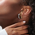 Two Tone Gold Silver Stainless Steel Anti Tarnish Stud Earring Bulk