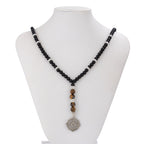 Black Brown Beads Anchor Wheel Silver Long Necklace Chain Men Bulk