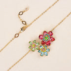 Multi Color Floral Designer Gold CZ Copper Necklace Combo Set Wholesale