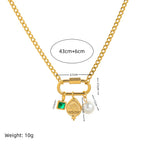 Multi Color Trendy Carabiner Charm Gold Plated CZ Copper Necklace Bulk