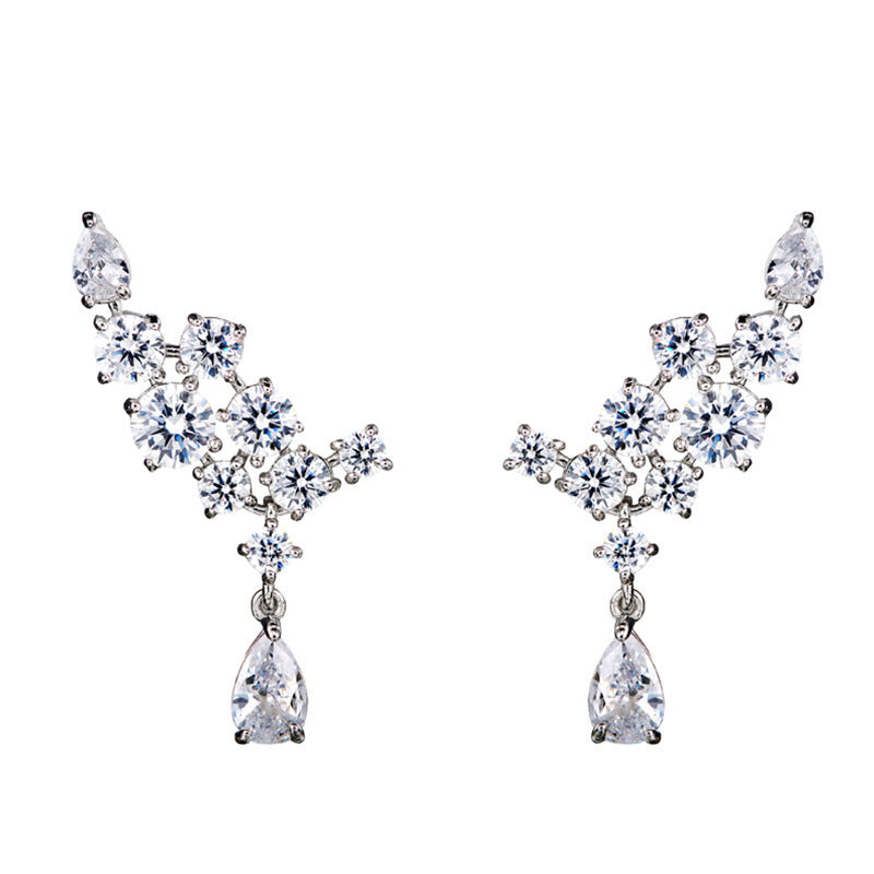 Round Drop Solitaire CZ Silver Anti Tarnish Stud Drop Earring Bulk