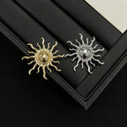 Gold Silver Vintage Sun Rays Plated Plain Alloy Brooch For Women Bulk
