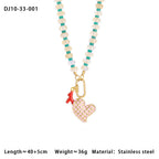Heart Crystal Multicolor Beads 18K Gold Charm Necklace For Women Bulk