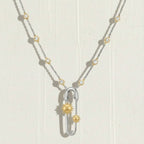 Celestial Safety Pin Style Rose Silver Gold CZ Copper Necklace Bulk