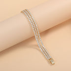 Bulk Layered Triple Row Tennis Style Gold Silver CZ Copper Bracelet