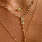 Simple Solitaire CZ 18K Gold Anti Tarnish Y Necklace Chain Bulk