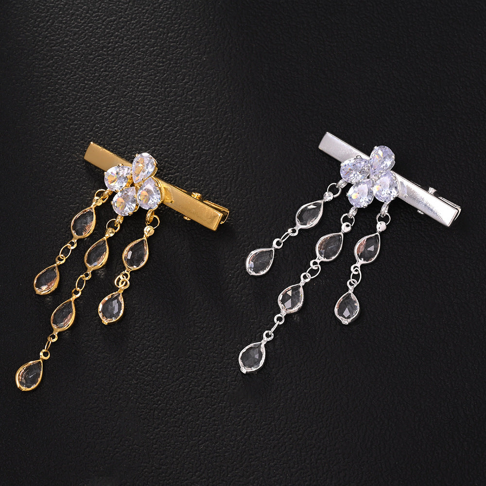 Drop Rhinestone 18K Gold Silver Hair Clips Hair Accessories Women Bulk