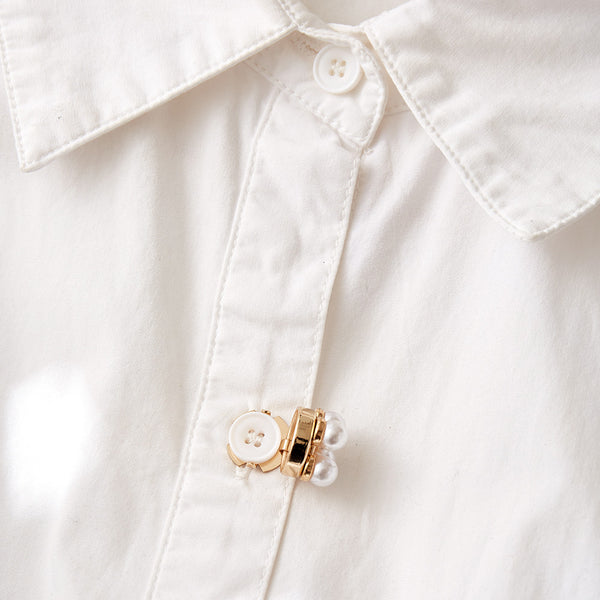 Cluster White Round Pearl Gold Plated Brass Button Cover Wholesale Secondary image