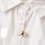 Cluster White Round Pearl Gold Plated Brass Button Cover Wholesale