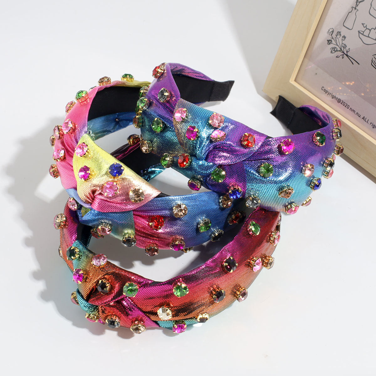 Multi Rhinestone Studded Embellished Polyester Hair Band Hair Accessories for Women Secondary image