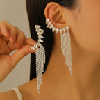 Elegant Floral Leaf Heart Gold Silver Rhinestone Left Ear Cuff Earrings Bulk
