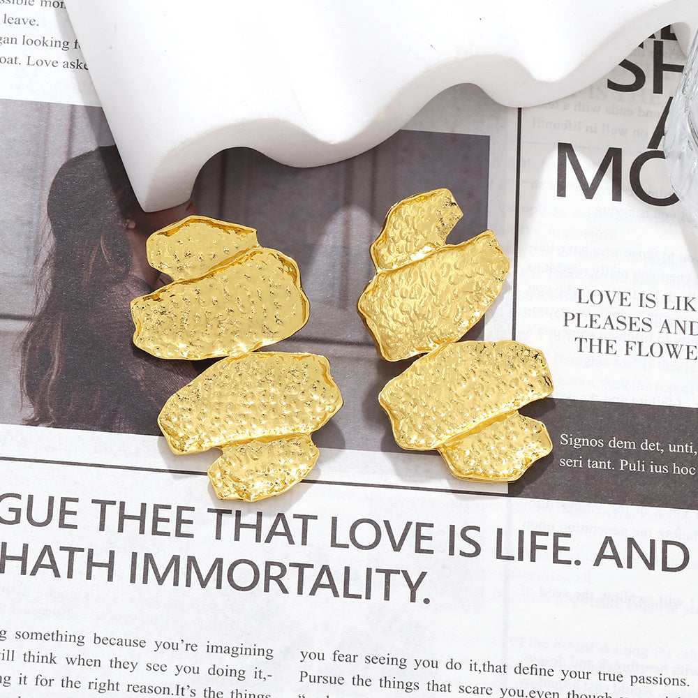 Beaten Finish Joint Leaf Part Gold Anti Tarnish Dangler Earring Bulk