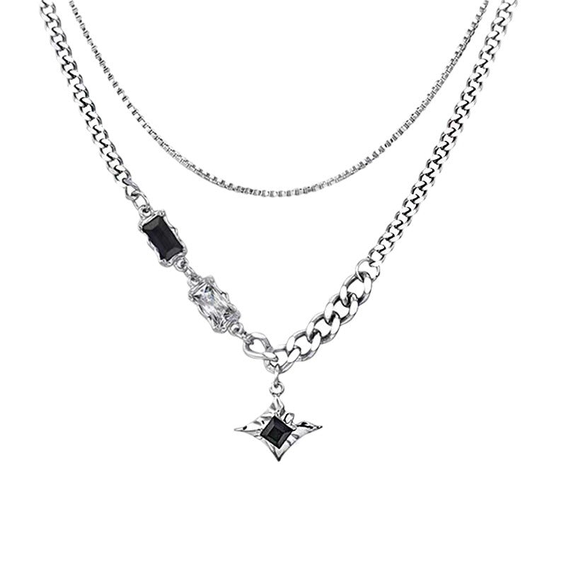 Dual Layer Curb Chain Silver Anti Tarnish Necklace Chain Unisex Bulk