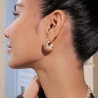 Pearl Cubic Zirconia 18K Gold Silver Anti Tarnish Hoop Earring Bulk