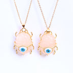 Pink Beetle Blue Evil Eye Gold Plated Beads Copper Pendant Chain Bulk