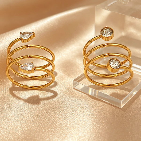 Designer Multi-Layer Gold Plated CZ Stainless Steel Fancy Ring Bulk Secondary image
