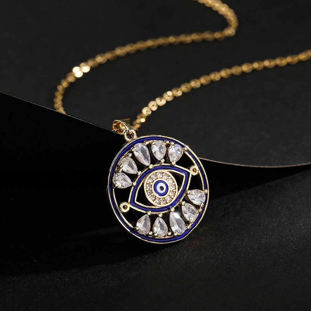 Evil Eye Drop Cubic Zirconia 18K Gold Necklace Pendant Chain Bulk Secondary image