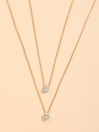 Oval Drop Solitaire 18K Gold Plated Cubic Zirconia Anti Tarnish Dual Layer Chain Necklace For Women