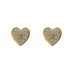 Heart 18K Gold Silver CZ Anti Tarnish Stud Earring Pair Bulk