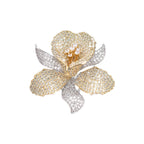 Floral Flower Silver Blue Gold Pink CZ Anti Tarnish Brooch Bulk