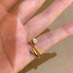 Gold Pear Oval Cubic Zirconia Copper Adjustable Ring For Women Bulk