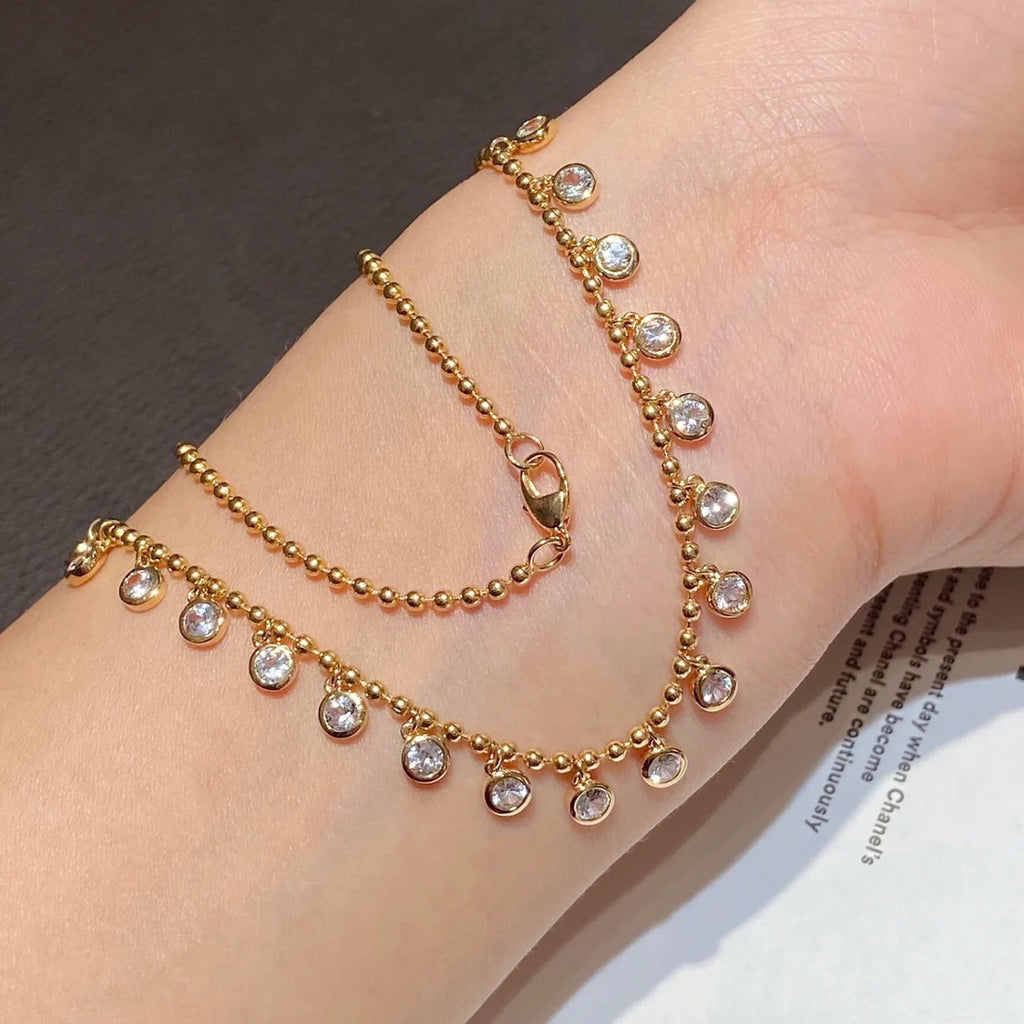 Solitaire 18K Gold Cubic Zirconia Anti Tarnish Necklace Chain Bulk