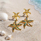 Tropical Starfish Style Gold Anti Tarnish Copper Drop Earrings Bulk