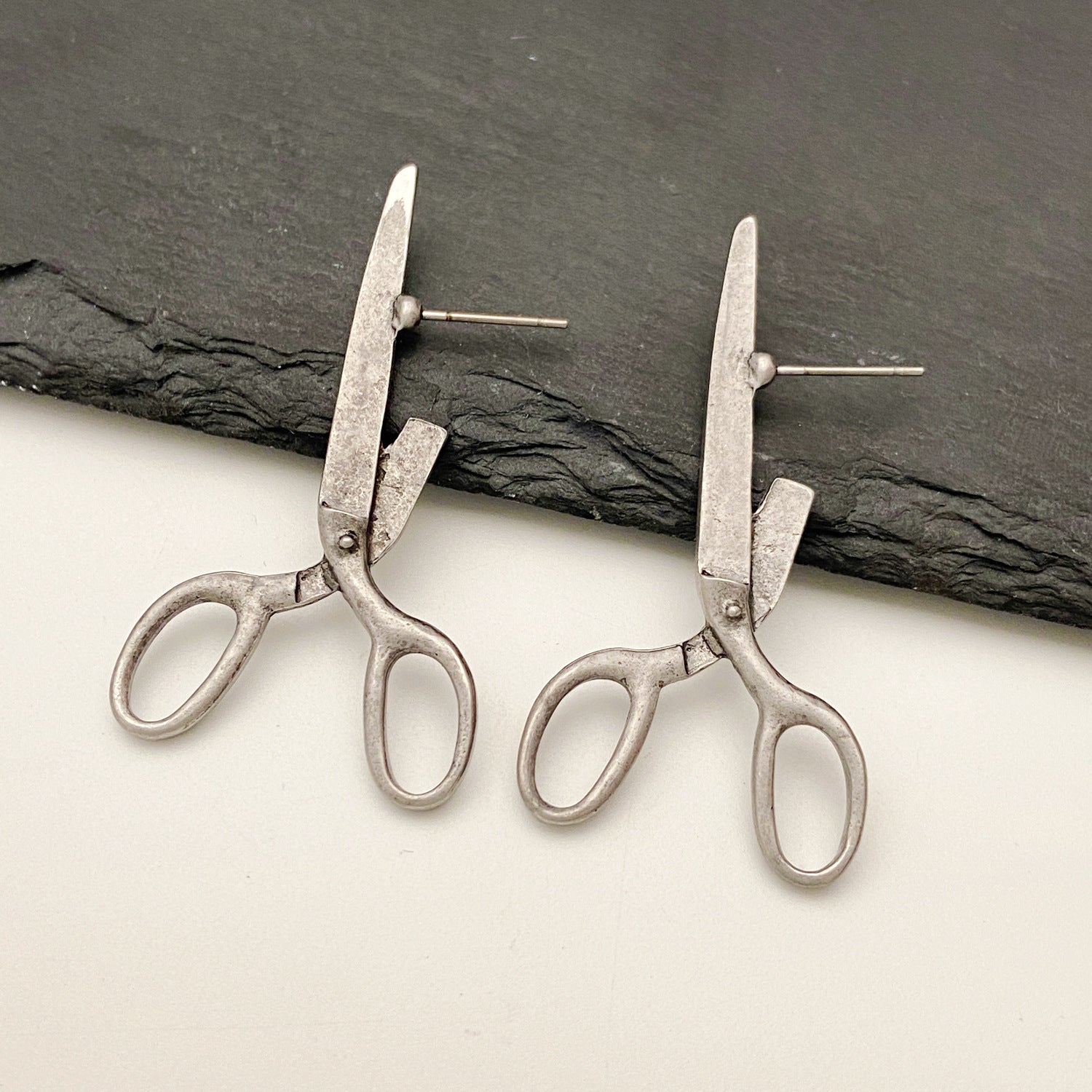 Funky Scissor Design Gold Silver Plated Drop Earrings For Women Bulk