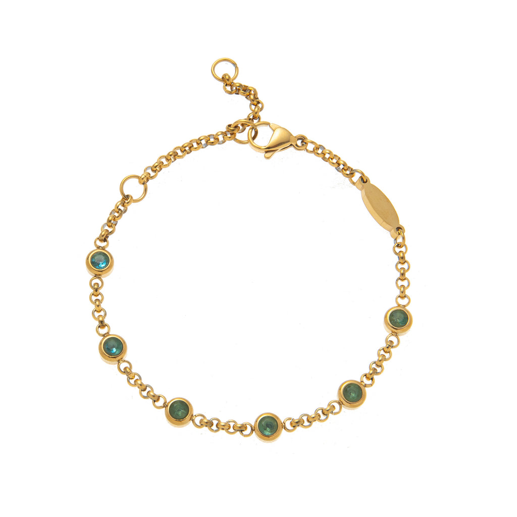 Bulk Multi Twelve Birthstone Gold CZ Stainless Steel Bracelet