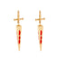 Glossy Red Dagger Sword Gold Silver Rhinestone Drop Earrings Wholesale