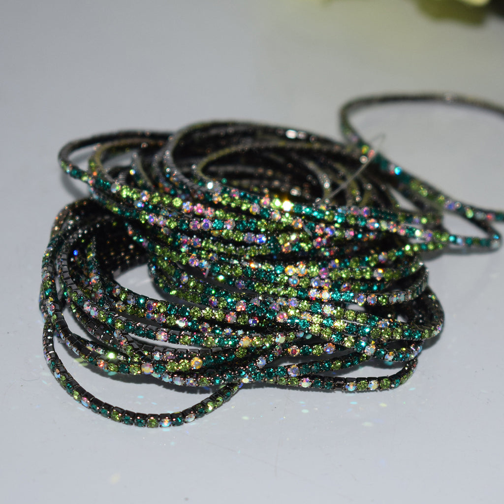 18K Gold Silver Multi Rhinestone Bracelet Bangle Adjustable Women Bulk