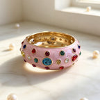 Designer Multi Color Enamel Gold Rhinestone Copper Cuff & Kadan Bulk