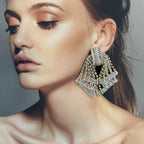 Sparkling Diamond Zircon Baguette Gold CZ Layer Dangler Earring Bulk