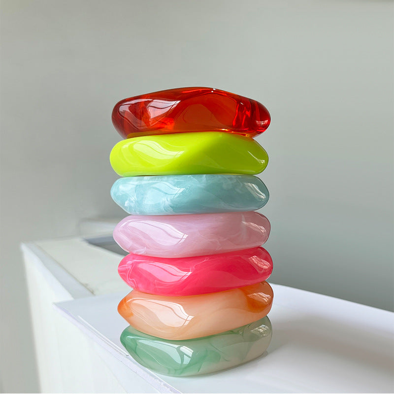 Geometric Red Green Blue Pink Acrylic Glossy Kada Bangle Bracelet Bulk