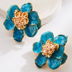 Flower Floral Enamel 18K Gold Multicolour Stud Earring For Women Bulk