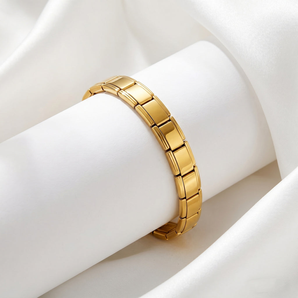 Gold Silver Bricks Anti Tarnish Stainless Steel Bracelet For Women Bulk