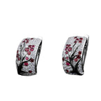 Floral Pink Silver Cubic Zirconia Anti Tarnish Hoop Stud Earring Bulk