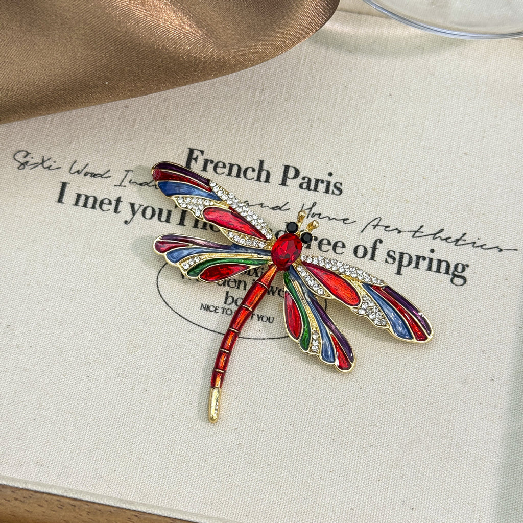 Multi Color Dragonfly Gold Cubic Zirconia Brooch For Women Bulk