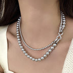 Dual Layer Pearl Infinity 18K Gold Anti Tarnish Necklace Women Bulk